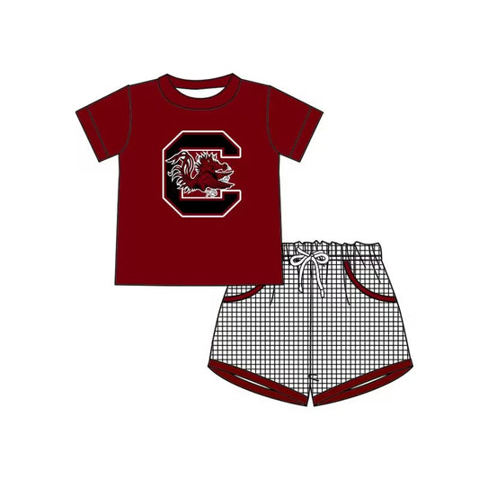 university of southcarolina Summer team boys brick red top shorts suit