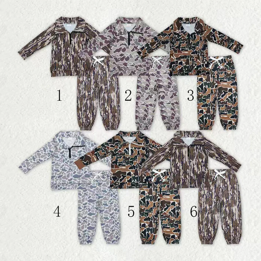 RTS NO MOQ Sibling Baby boy clothes yoga camouflage long-sleeved trousers suits
