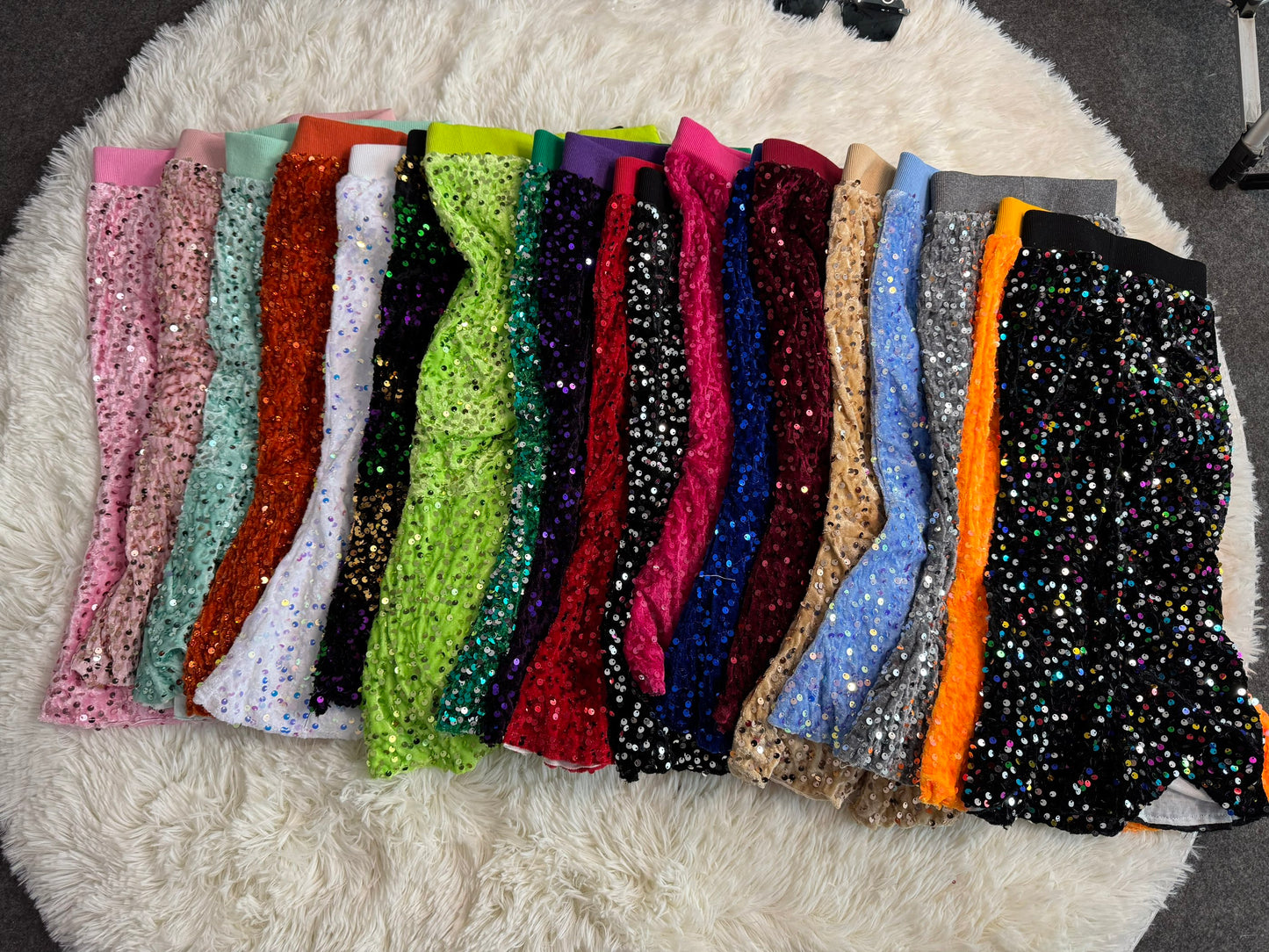 RTS NO MOQ Sibling baby girl clothes SEAUIN All Colors Sequined Gari Safety Pants add  lining