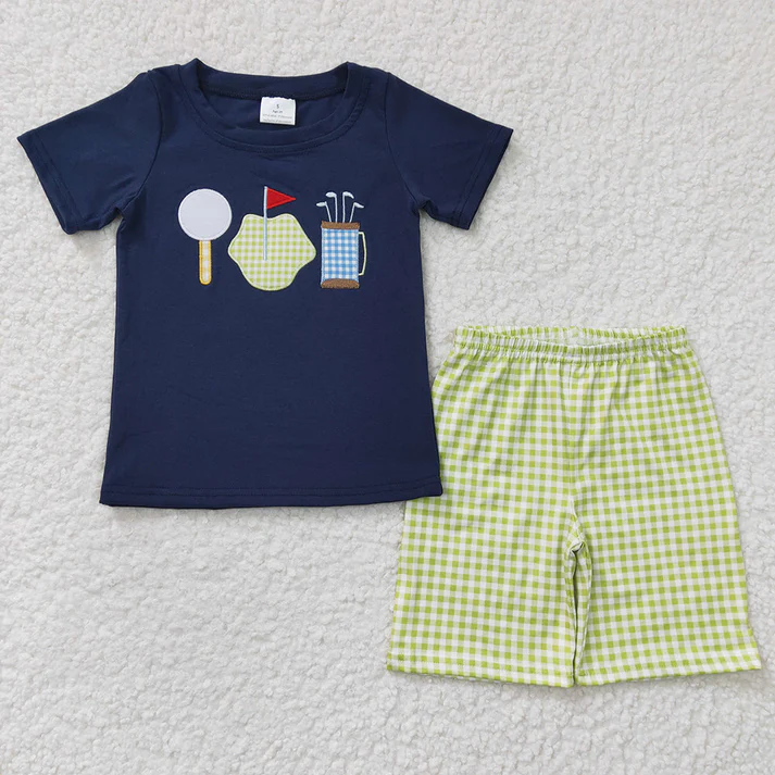 RTS NO MOQ Baby Girls and Boys Summer Short Sleeve Shorts Sets