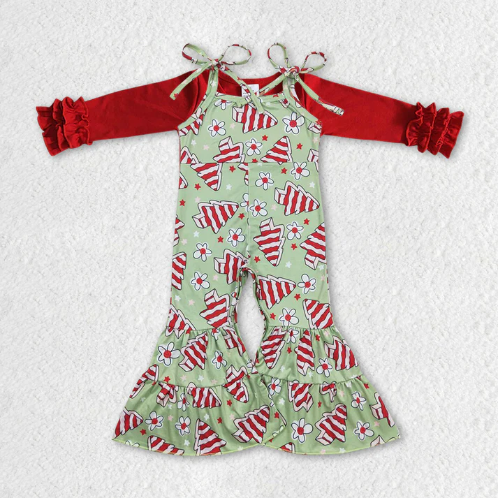 RTS NO MOQ Sibling baby girl clothes Christmas long sleeve long suspenders jumpsuits Sets