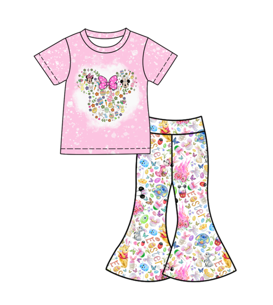 Custom moq 5 mix size milk silk baby girl clothes cartoon short sleeve shorts sets and pants sets