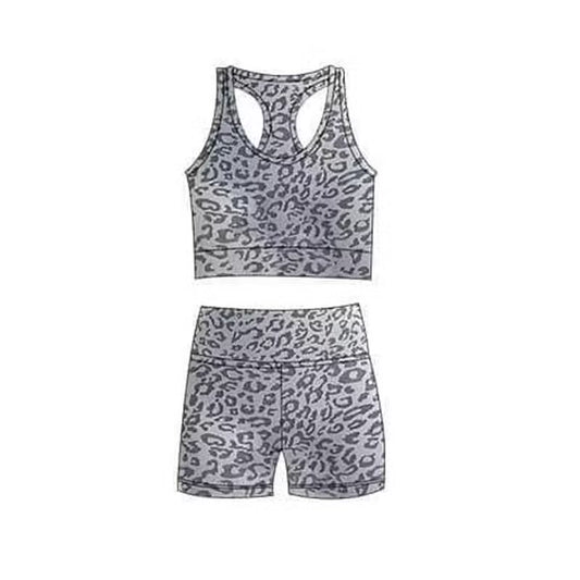 bike shorts sets girls sets gray leopard summer top with summer shorts sets