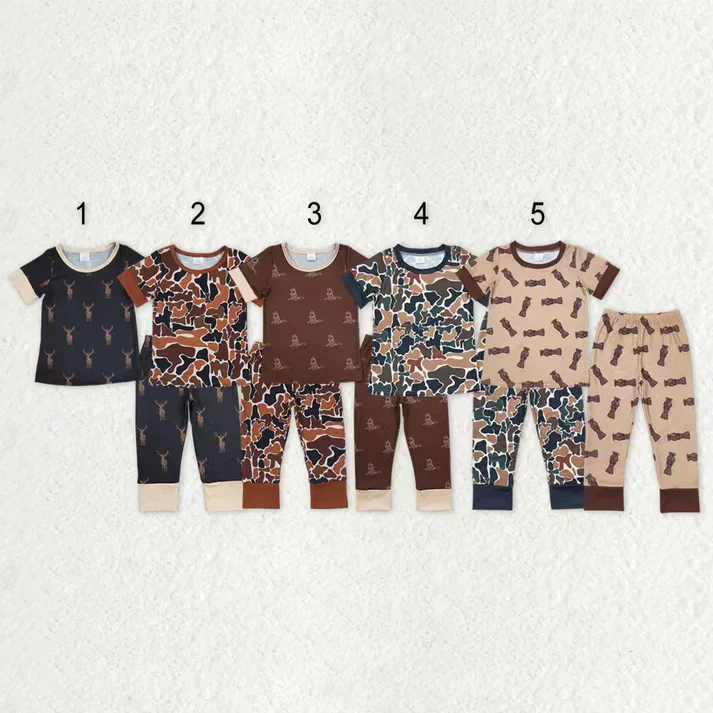 RTS NO MOQ Sibling baby boy clothes camouflage short sleeve pants Sets