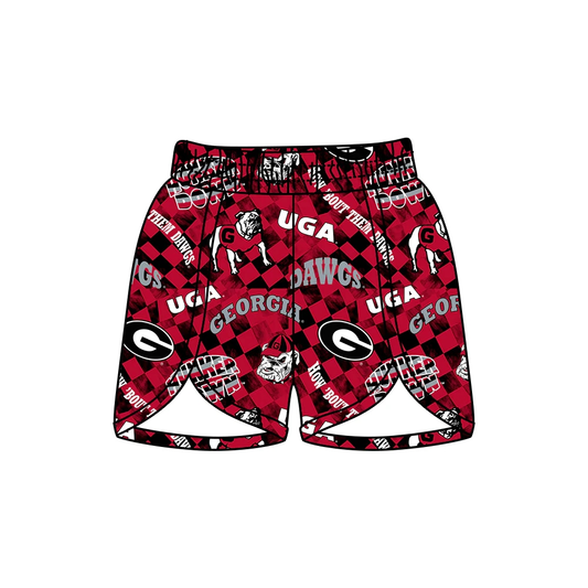 custom moq 3 eta 6-8weeks school colors UGA red summer shorts