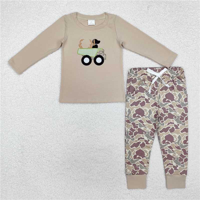 RTS NO MOQ（In Stock) BLP0886 Baby Boys embroidery camouflage Pocket Top Pants Outfits Sets