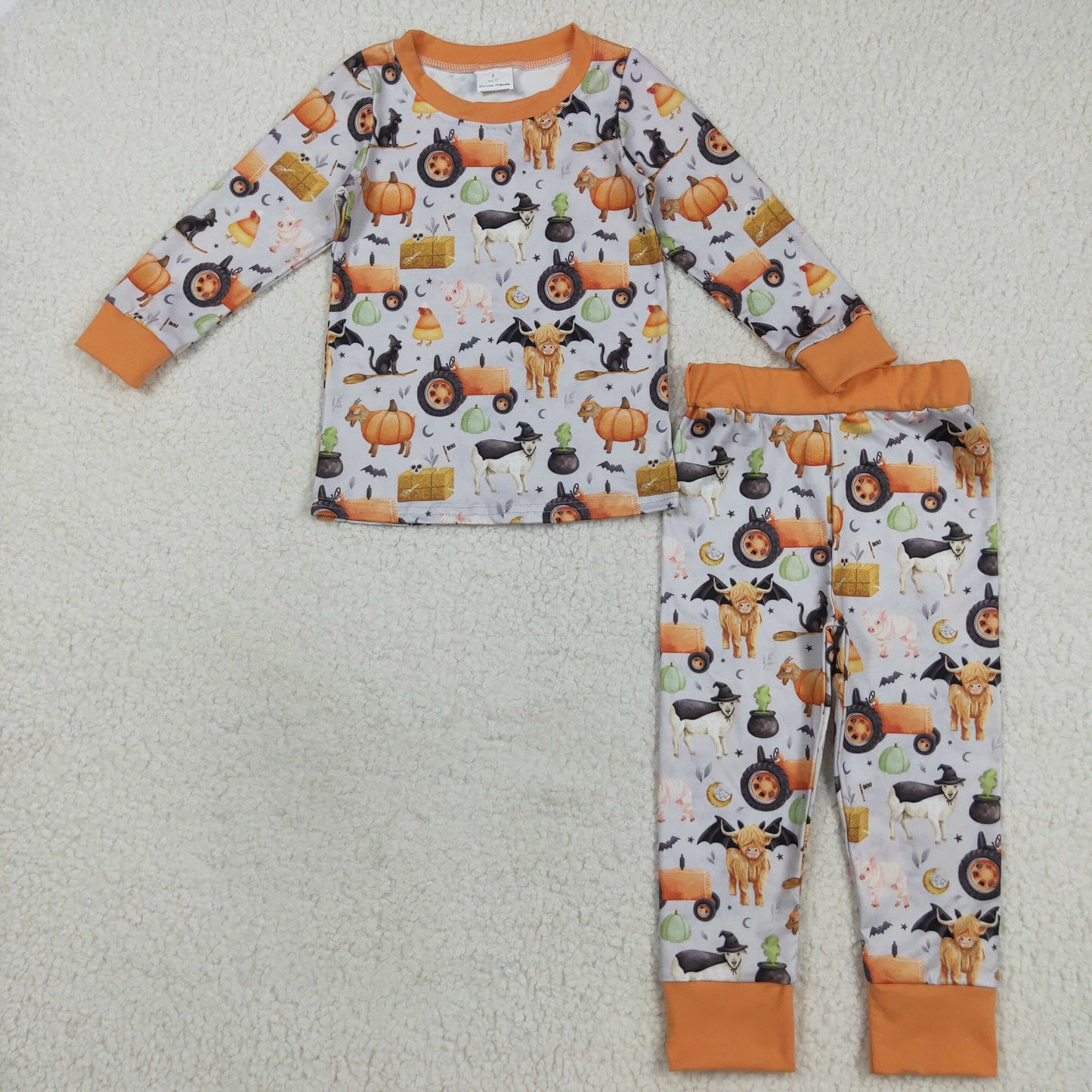 RTS Sibling baby boy clothes Halloween farm long Sleeve pants sets and rompers