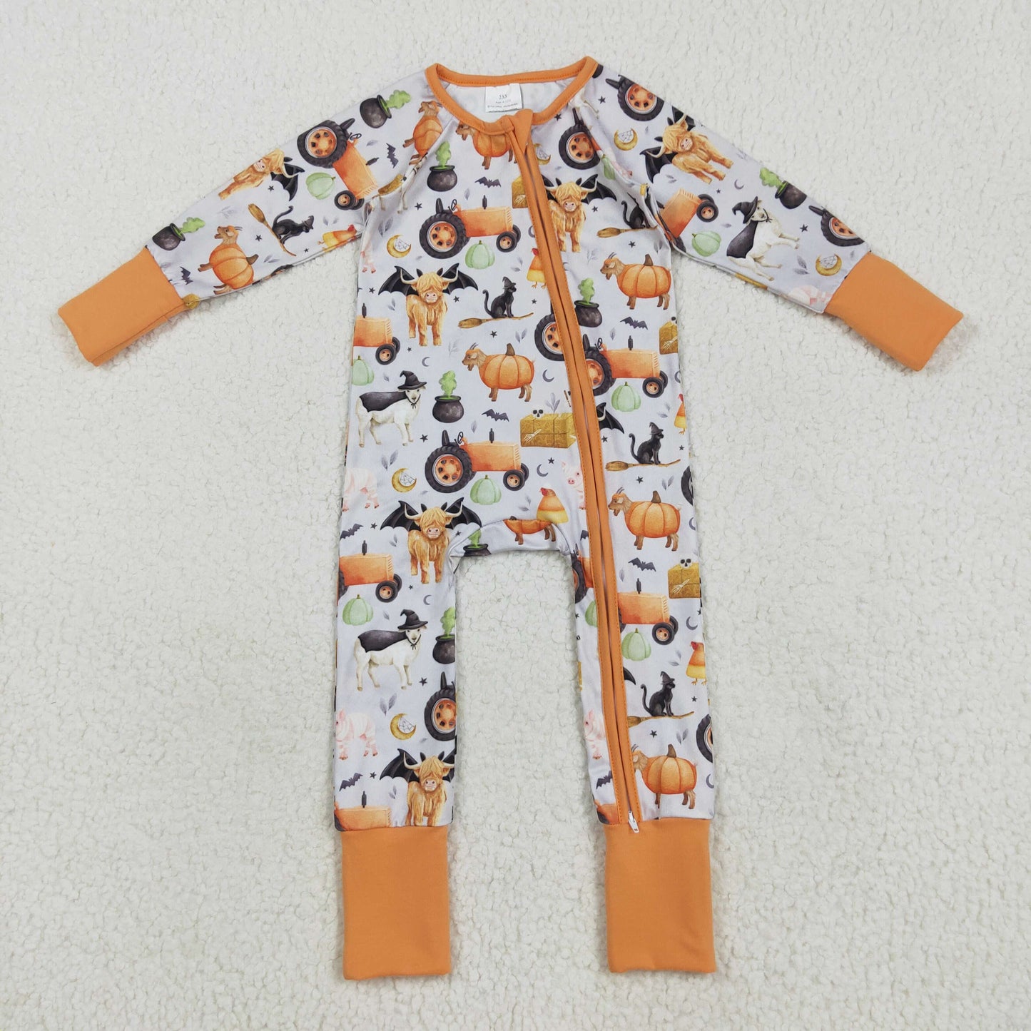 RTS Sibling baby boy clothes Halloween farm long Sleeve pants sets and rompers