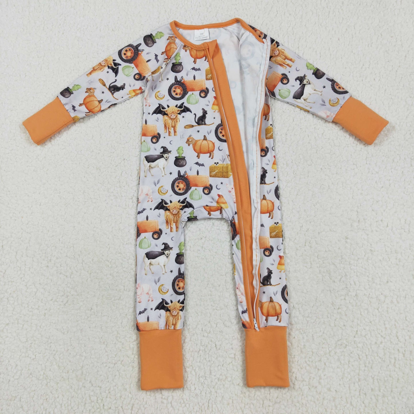 RTS Sibling baby boy clothes Halloween farm long Sleeve pants sets and rompers