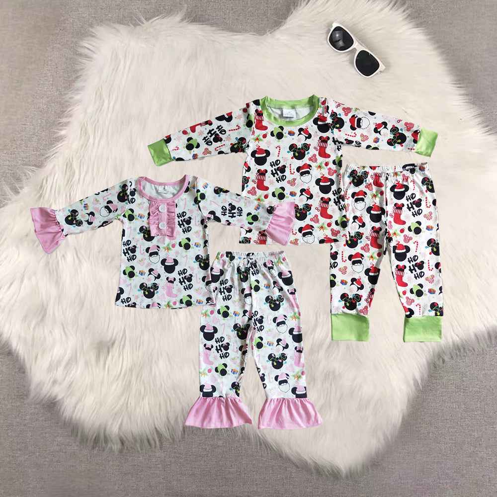 RTS NO MOQ Sibling baby girls boys clothes Christmas long-sleeved trousers suit