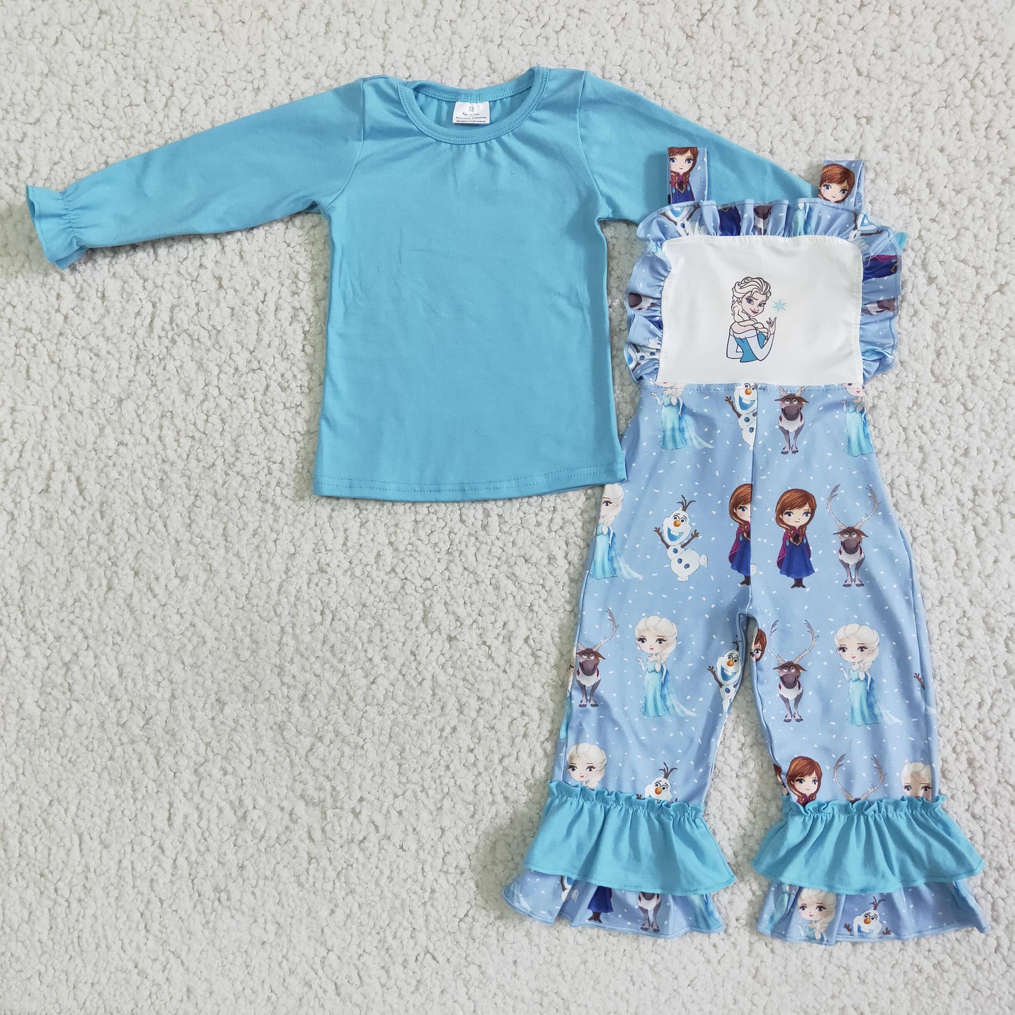 6 A17-28 Blue top princess overalls