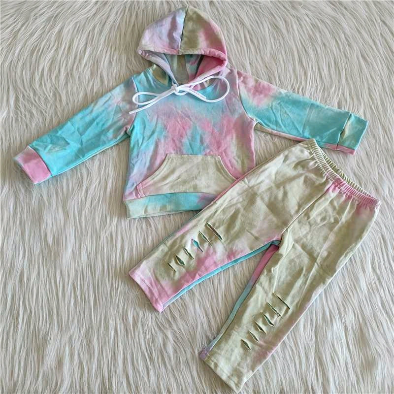 6 A20-26 Mixed Color Hoodie Long Sleeve Sweatshirt Light Green Pants