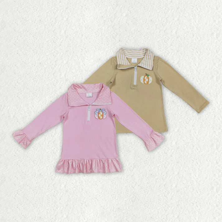 RTS NO MOQ Sibling baby girls boy clothes embroidery halloween Long Sleeve tops