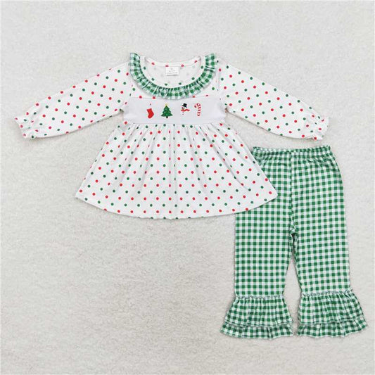 RTS NO MOQ（In Stock) GLP1395 Embroidered Christmas Long Sleeve Pants Set