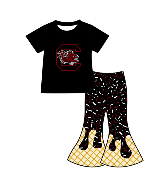 Custom moq 5 mix size milk silk summer teams baby girls clothes black short sleeve pants sets-25.11.25