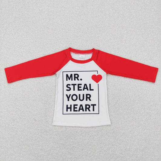 BT0441 mr. steal your heart red and white long-sleeved top