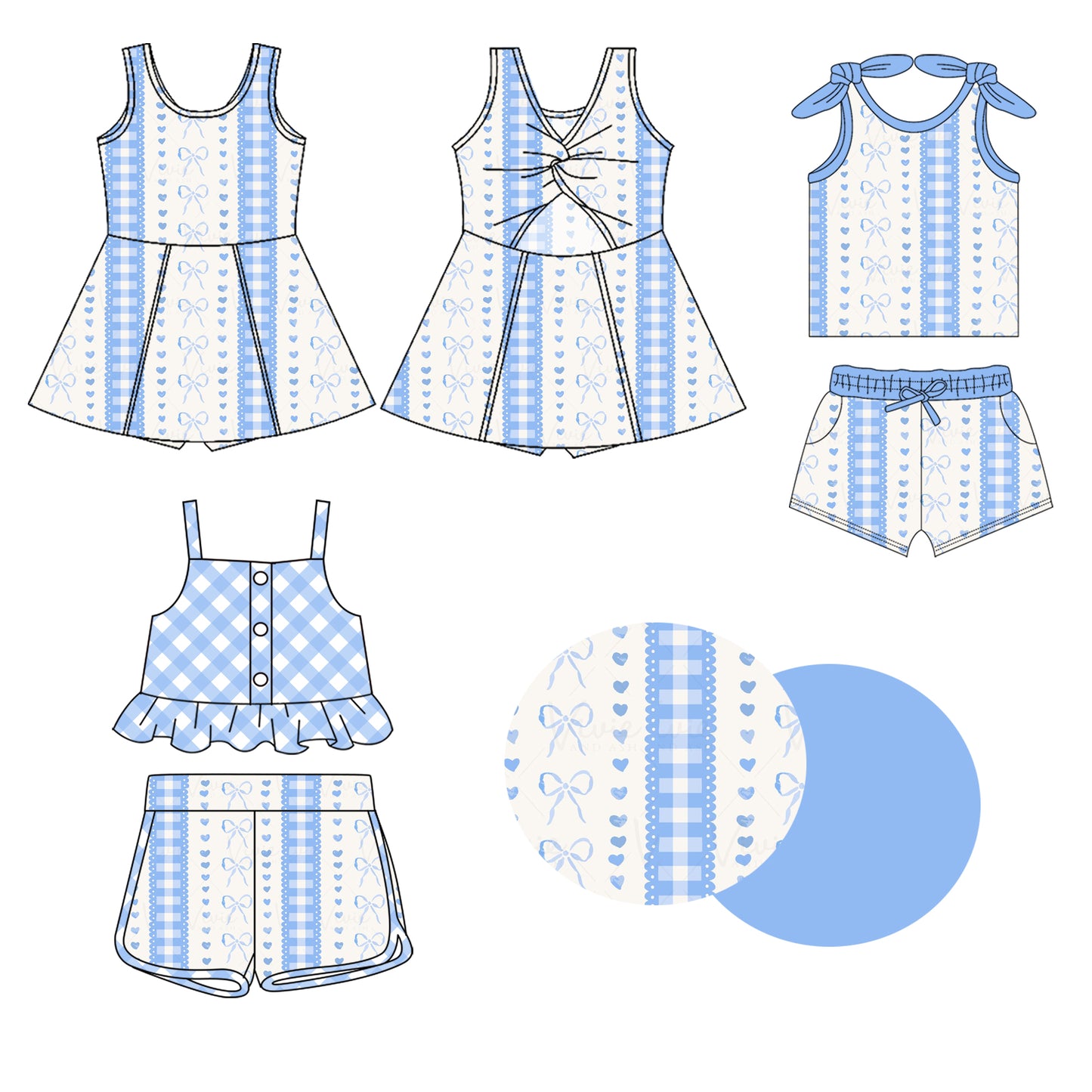 1.20 custom each style moq 5eta 4-6week Sibling Sister bow baby girl short sleeve shorts sets and sets 2 and dress match design