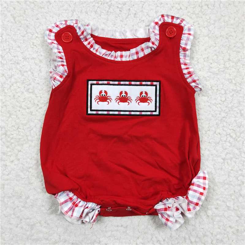 Baby Girls Sibling Crab Print Big Red Sibling Set