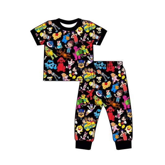 Custom moq 3 eta 7/8week moq 5 eta /4/5week cartoon Short Sleeve Pants Set