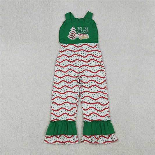 RTS NO MOQ（In Stock) SR3178 Christmas Santa Claus Embroidered suspender jumpsuit
