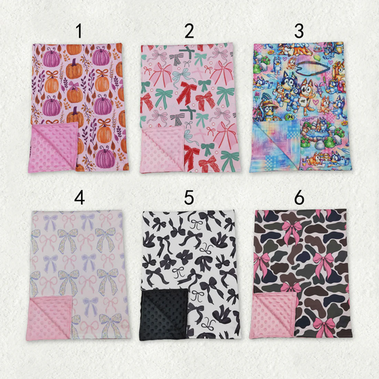 RTS NO MOQ Sibling baby blanket cartoon bow summer kids blankets