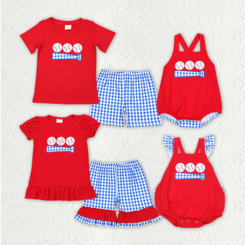 Baby Kids Baseball Embroidery Designs Sibling Clothing