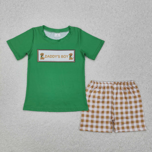 RTS NO MOQ ETA 5/7days Arrived BSSO1131 daddy's boy puppy duck green short-sleeved brown shorts suit