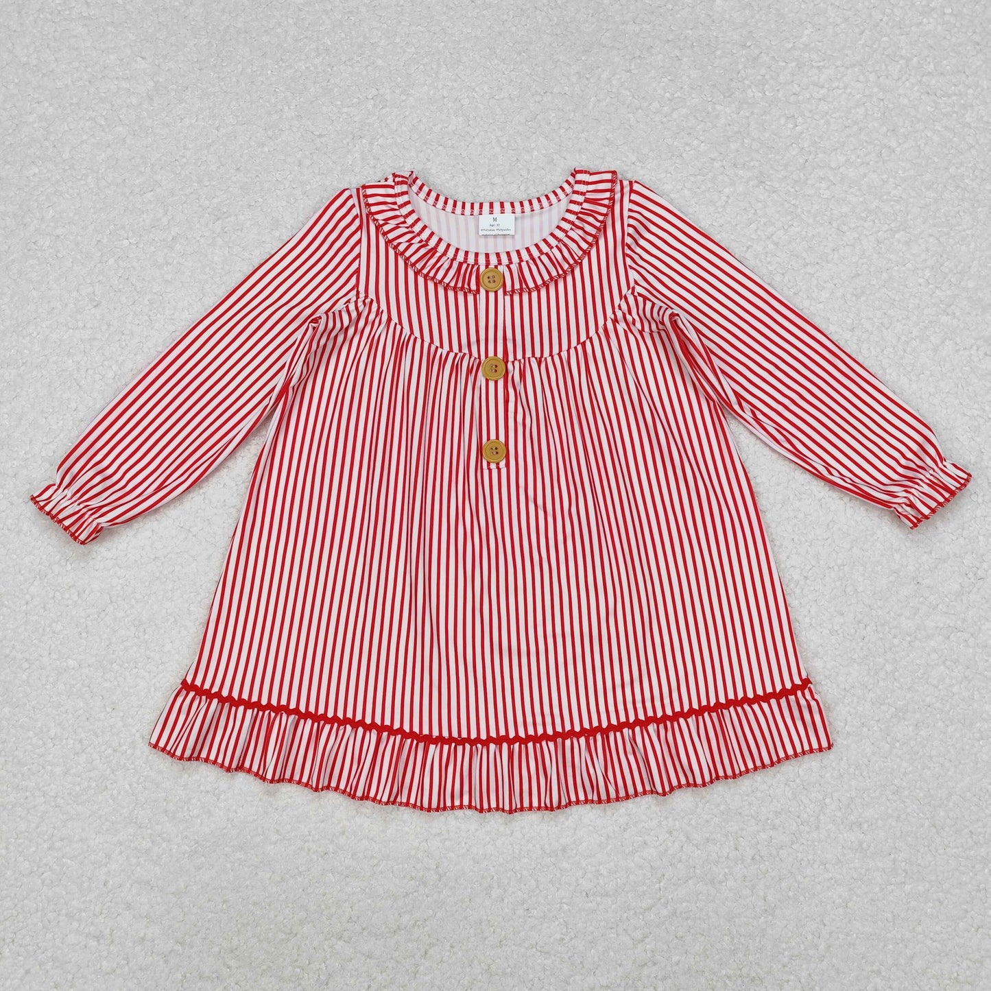 RTS NO MOQ ETA 5/7days arrived GLD0933 Christmas red striped long-sleeved dress