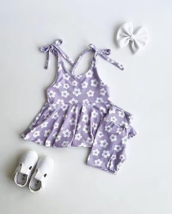 5.15custom each style moq 5eta 4-5week Sibling Sister Smiley little flower prints girlssuspender briefs set and girls set