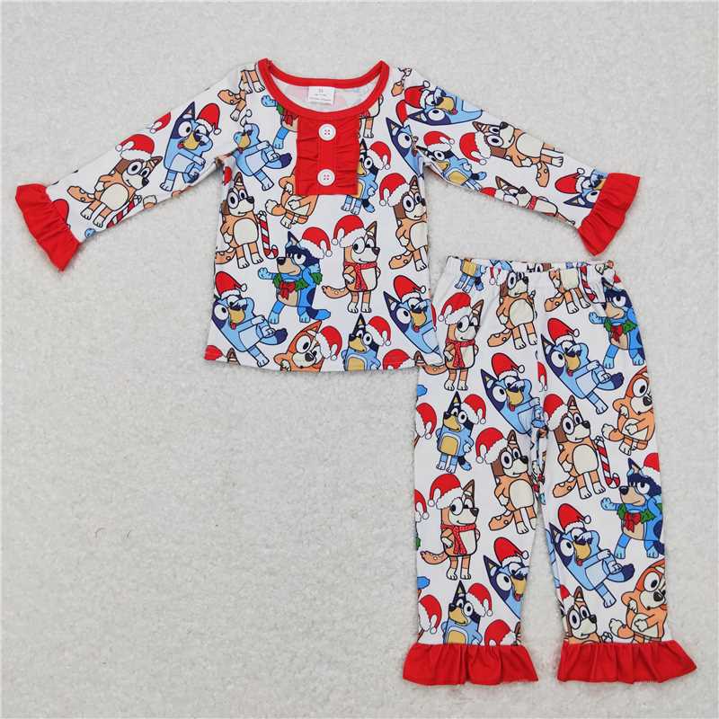 Baby Girls boys Christmas style cartoon printed red top and trousers Family siblings set