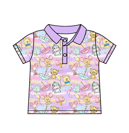 Custom moq 5 mix size milk silk baby girl boy clothes cartoon short sleeve shorts sets 2 and dresses and top