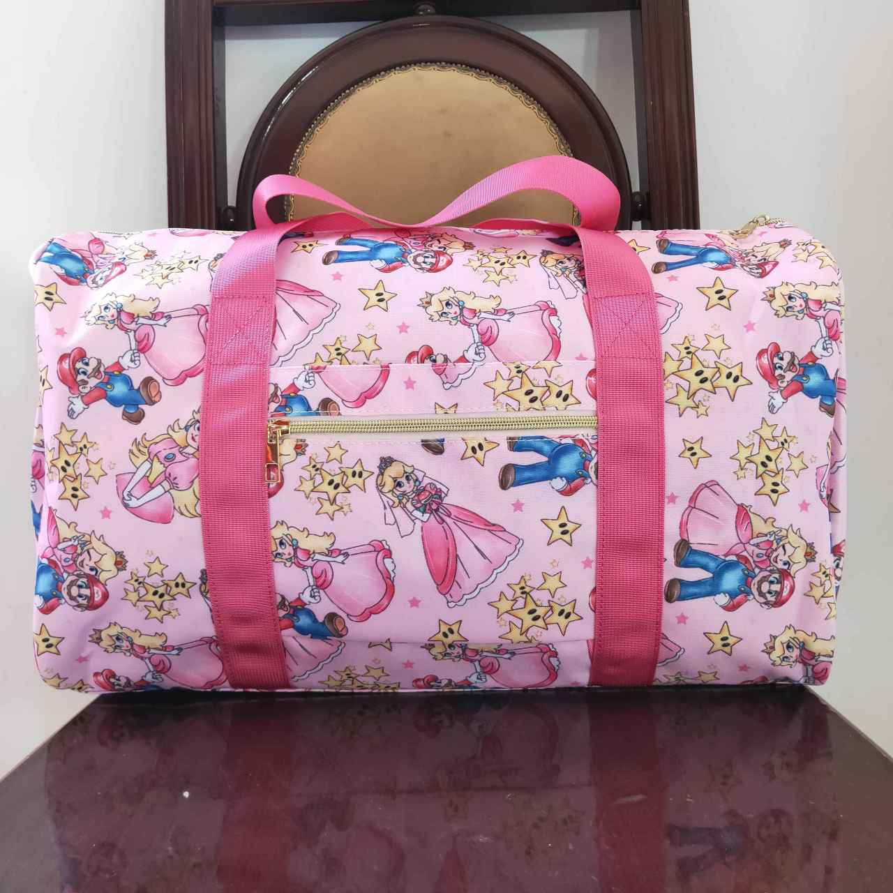 BA0130 Princess Mario Star Pink Gym Bag