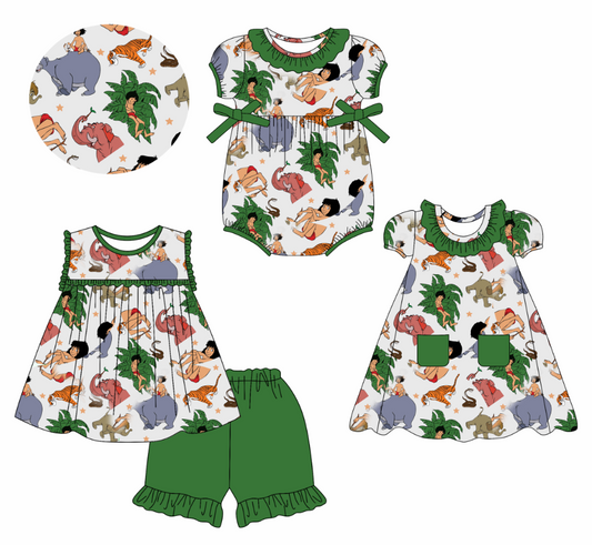 Custom summer cartoon baby girls clothes sets dress romper