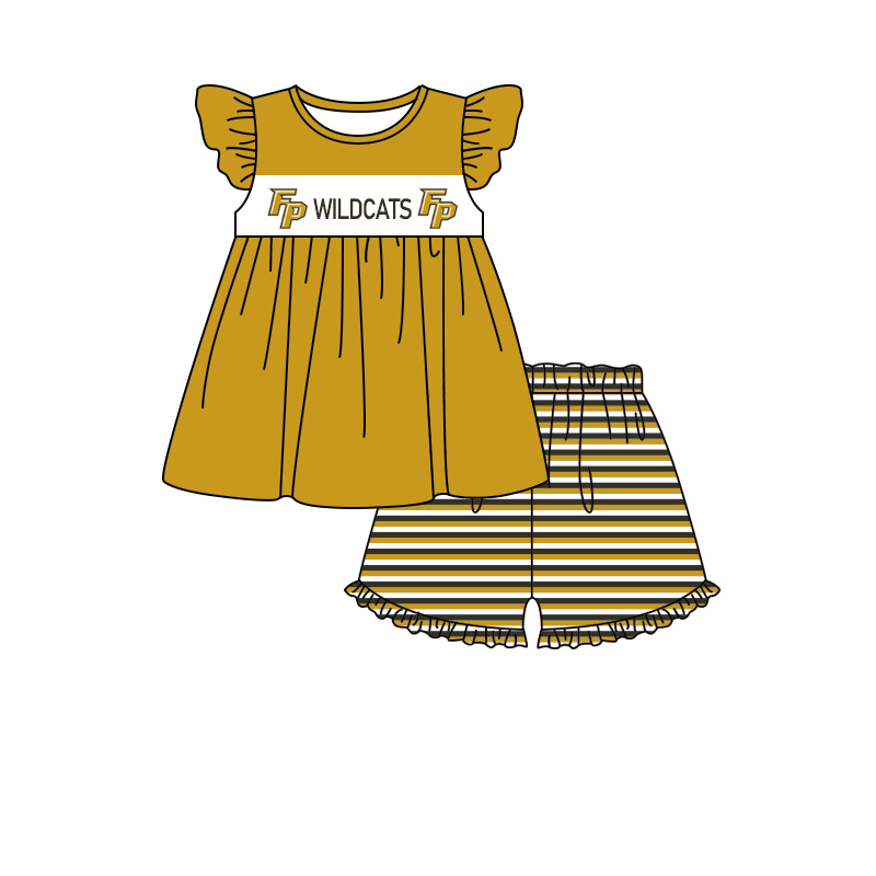 custom moq 3 eta 6-7weeks baby girls clothes team short Sleeves Shorts Set