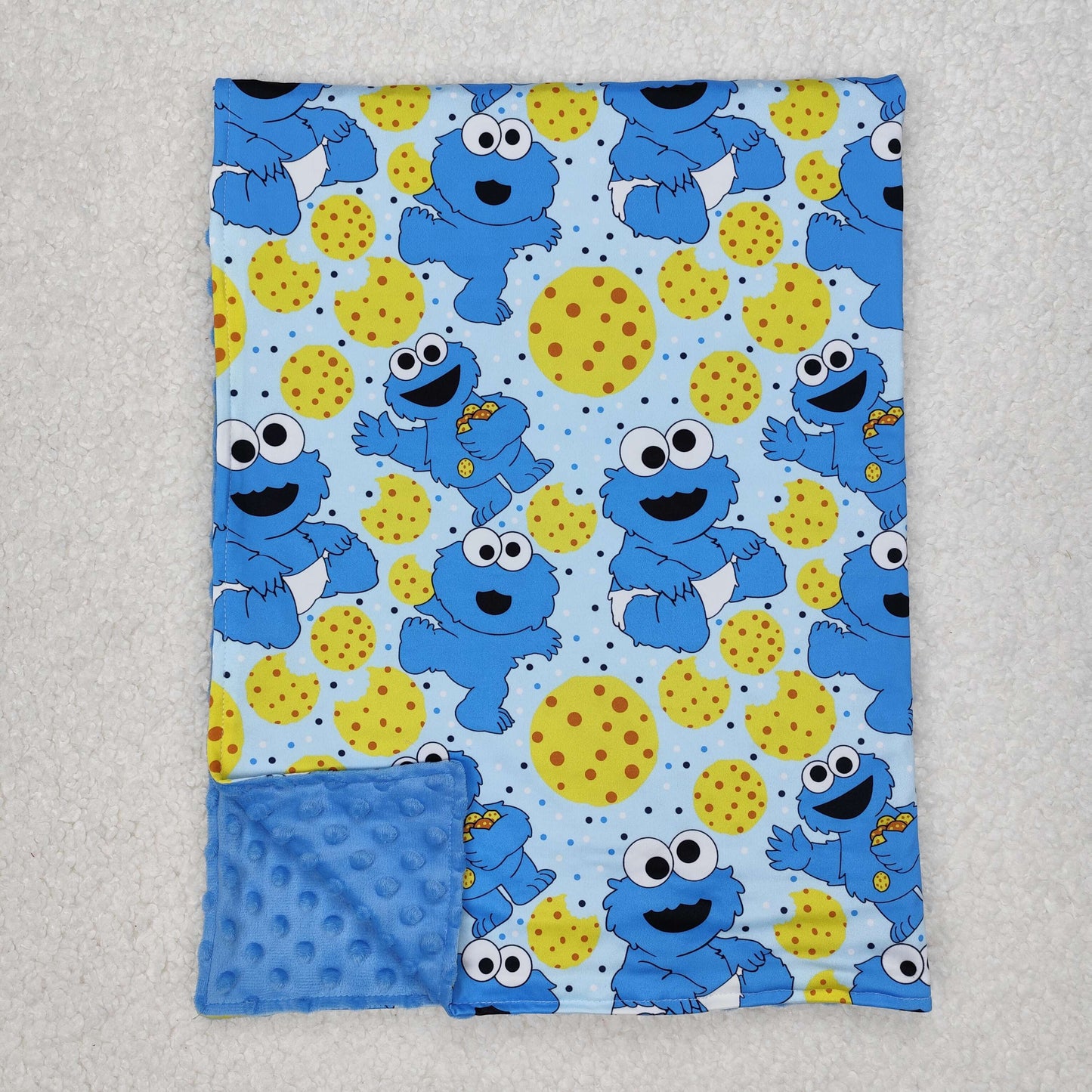 RTSNO MOQ ETA 5-7DAYS ARRIVED BL0195 Cartoon Sesame Street Cookie Blue Baby Blanket