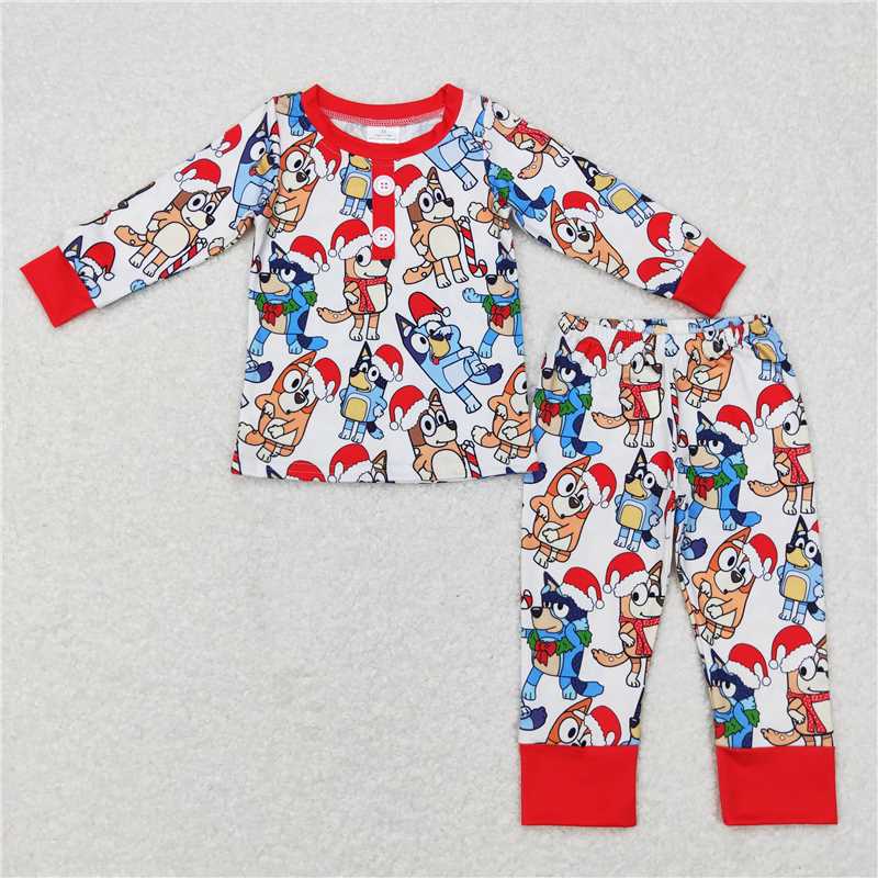 Baby Girls boys Christmas style cartoon printed red top and trousers Family siblings set