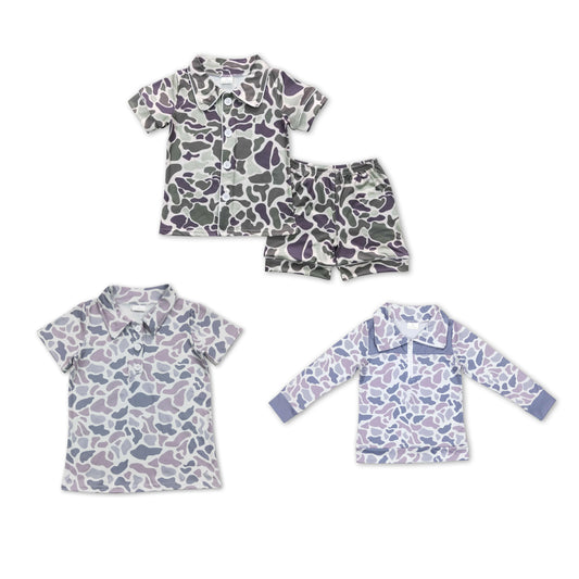 RTS NO MOQ Camouflage long-sleeved top & short-sleeved shirt & sets