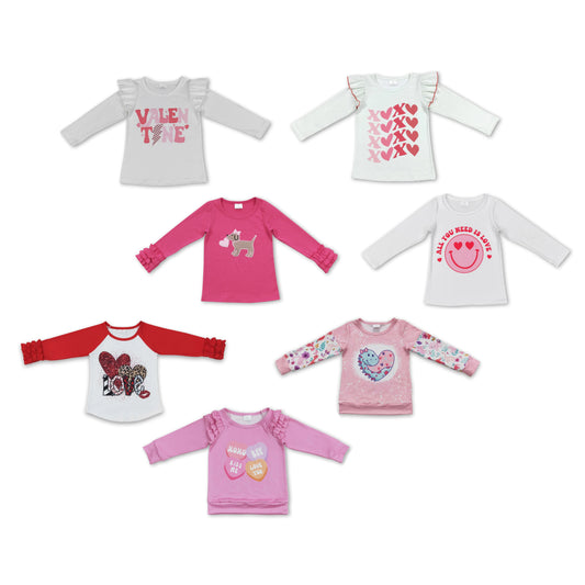 RTS NO MOQ Baby Girls Valentine Long Sleeve top Print Styles