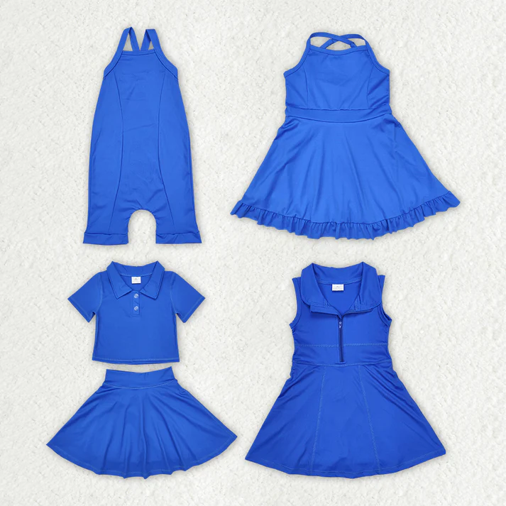 RTS NO MOQ Blue Yoga Wear Collection Mixed Set: Skirt Set & Dress & Jumpsuit