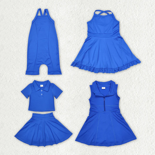 RTS NO MOQ Blue Yoga Wear Collection Mixed Set: Skirt Set & Dress & Jumpsuit