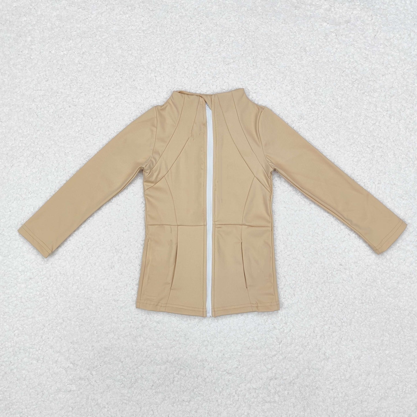 RTS NO MOQ ETA 5/7days GT0681 Beige yoga suit zipper long-sleeved top