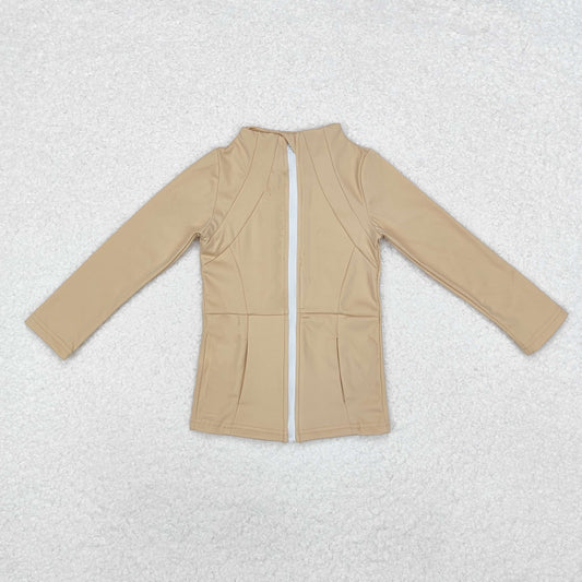 RTS NO MOQ ETA 5/7days GT0681 Beige yoga suit zipper long-sleeved top