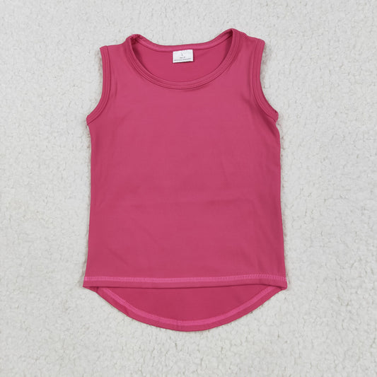 RTS NO MOQ GT0982 Pure rose red sleeveless vest yoga top