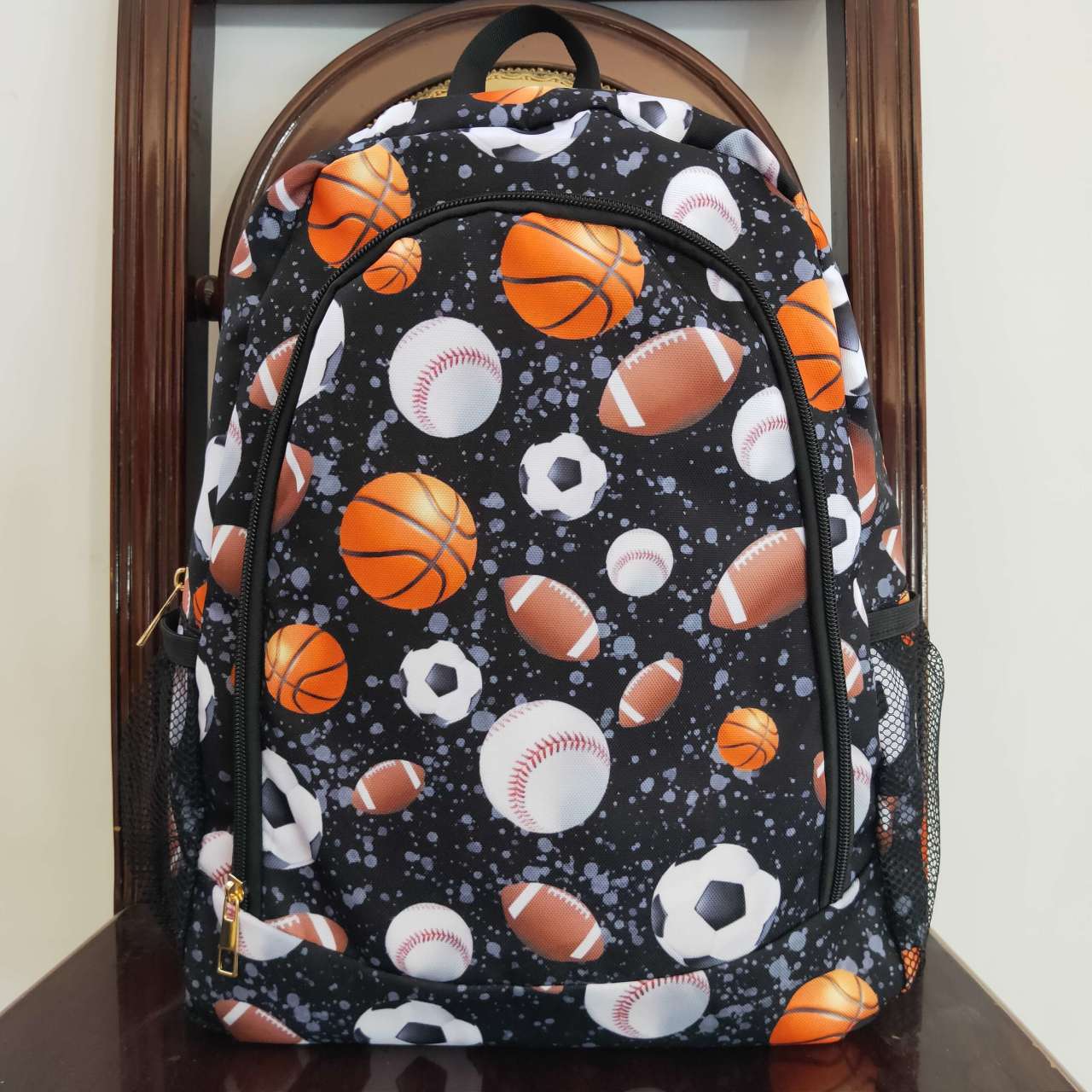 BA0125 Soccer Rugby Black Backpack