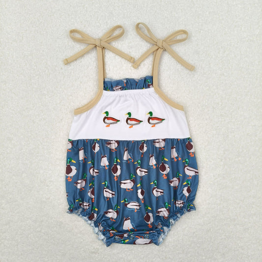 RTS NO MOQ（In Stock) Embroidered Duck Blue Camisole Bodysuit