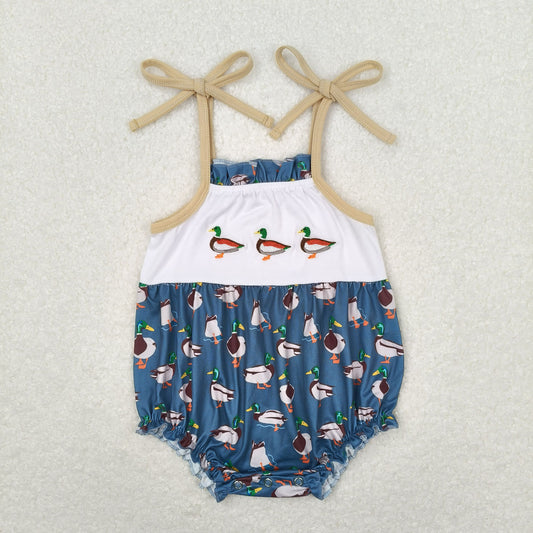 RTS no moq SR1133 Embroidered Duck Blue Camisole Bodysuit