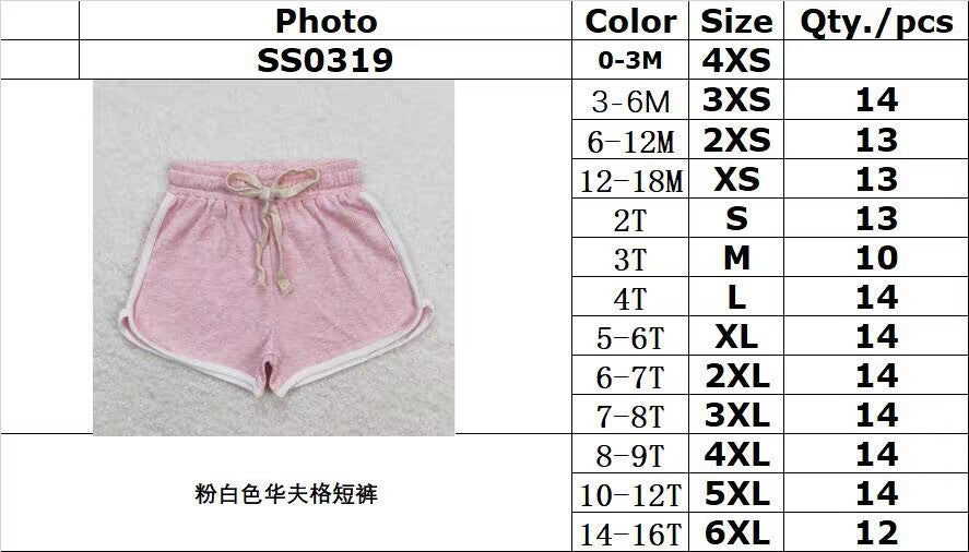 SS0319 Pink and white waffle shorts