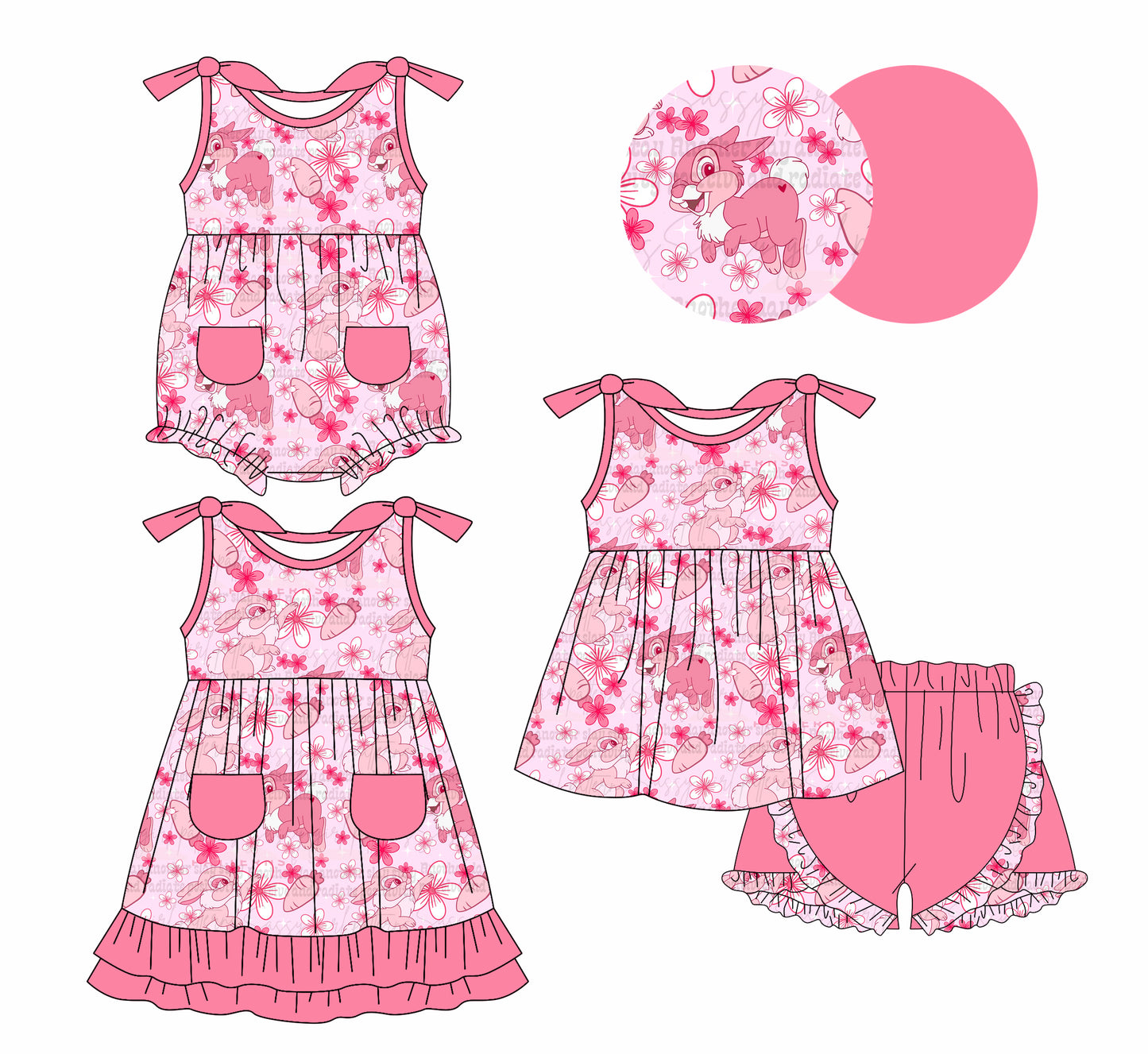 1.9 custom each style moq 5eta 4-6week Sibling Sister easter floral baby girl short sleeve shorts sets and dress and rompers match family design