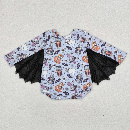 RTS NO MOQ ETA 5/7days LR1341 bluey bat flower spider web long-sleeved jumpsuit