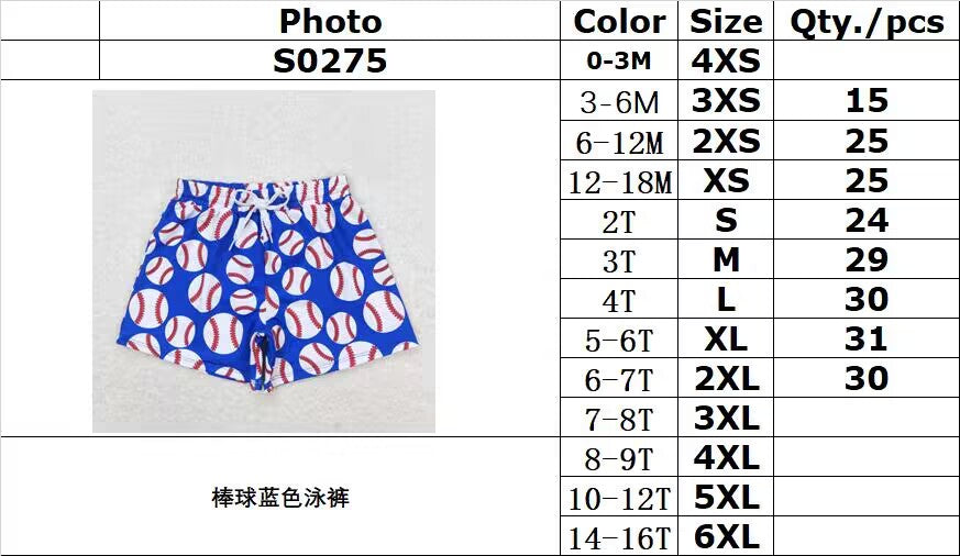 S0275 Baseball blue swimming trunks